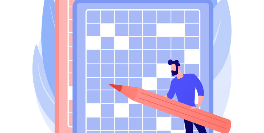 Do a crossword and sudoku abstract concept vector illustration.